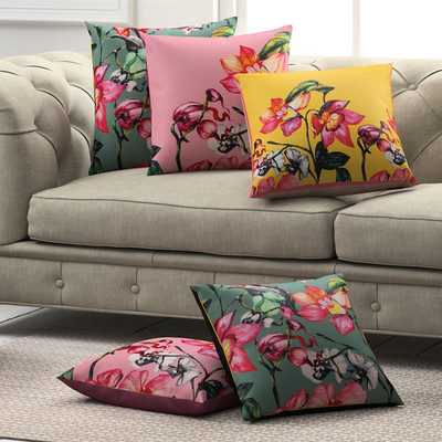 SEJ BY NISHA GUPTA Polyester Cushions Cover(Pack of 5, 40 cm*40 cm, Multicolor)