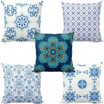 TheYaYaCafe Cotton Cushions Cover(40 cm*40 cm, Pack of 5, Multicolor)