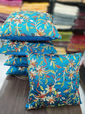 Leoaries Silk Cushions Cover(40 cm*40 cm, Pack of 5, Blue)