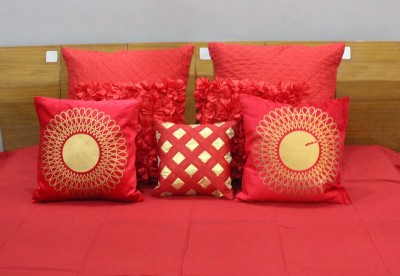 Dekor World Solid Cushions & Pillows Cover(Pack of 7, 40 cm*40 cm, Red)