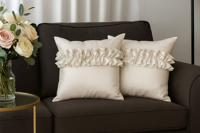 FRILLART Satin Cushions & Pillows Cover(16 cm*16 cm, Pack of 2, Ivory)