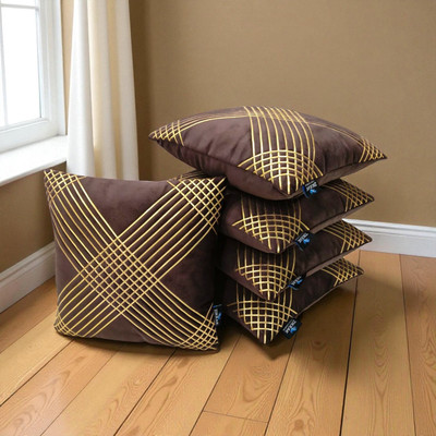 Zikrak Velvet Cushions Cover(40 cm*40 cm, Pack of 5, Brown)