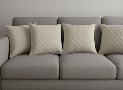 vjk fab Velvet Cushions Cover(40 cm*40 cm, Pack of 5, Cream)