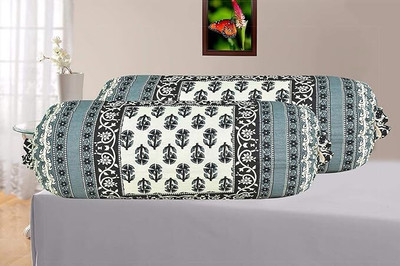 Thayan Cotton Bolsters Cover(41 cm*82 cm, Pack of 2, Black)