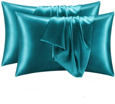 CEBADA Satin Pillows Cover(Pack of 2, 45 cm*71 cm, Dark Green)