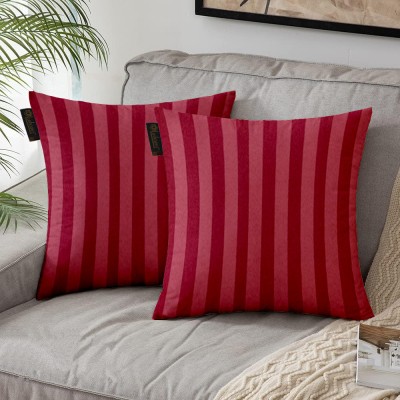 Lushomes Striped Cushions Cover(Pack of 2, 60 cm*60 cm, Maroon)