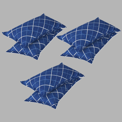 AAKRITI Cotton Pillows Cover(43 cm*69 cm, Pack of 6, Blue)