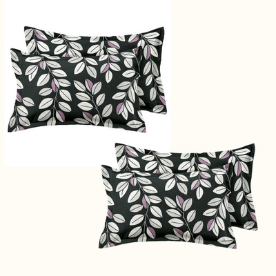 Lzyhome Cotton Pillows Cover(Pack of 4, 43.18 cm*68.58 cm, Black, Black)