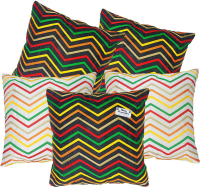NOOR SHINE Silk Cushions & Pillows Cover(40 cm*40 cm, Pack of 5, White, Black)