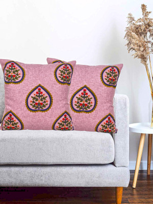 Vinayaka Fab Cotton Cushions Cover(40 cm*40 cm, Pack of 2, Pink)