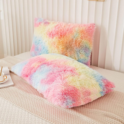 KNEFT Fur Cushions Cover(26 cm*16 cm, Pack of 2, Multicolor)