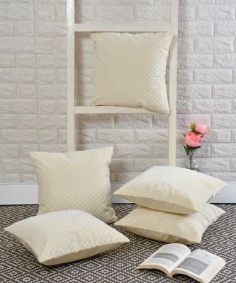 R2H2 Velvet Cushions Cover(Pack of 5, 40.64 cm*40.64 cm, Cream)