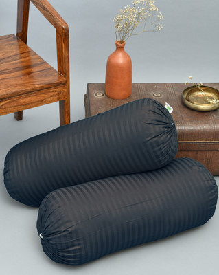 HOMEMONDE Cotton Bolsters Cover(81 cm*40 cm, Pack of 2, Dark Blue)