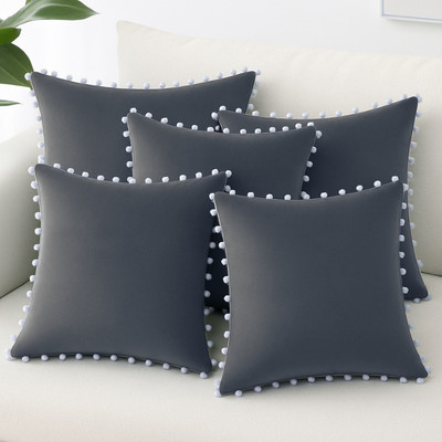 maatrikaa Velvet Cushions Cover(40.5 cm*40.5 cm, Pack of 5, Grey)