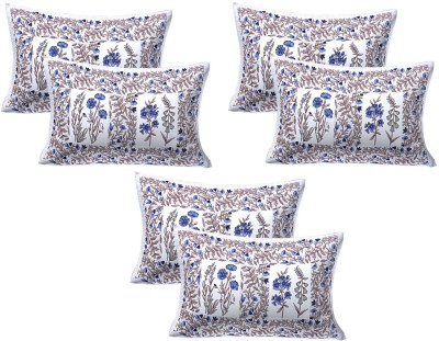 AJ Home Cotton Pillows Cover(Pack of 6, 43 cm*69 cm, Blue)