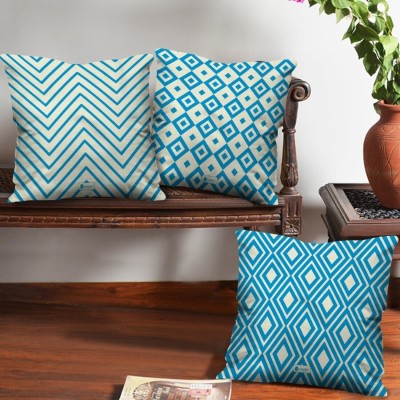 Indigifts Canvas Cushions Cover(Pack of 3, 40 cm*40 cm, Light Blue)