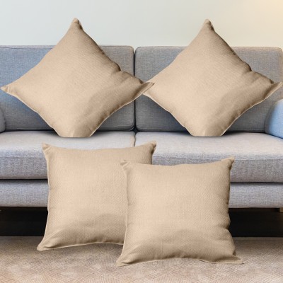Faburaa Plain Cushions & Pillows Cover(Pack of 4, 50 cm*50 cm, Gold)