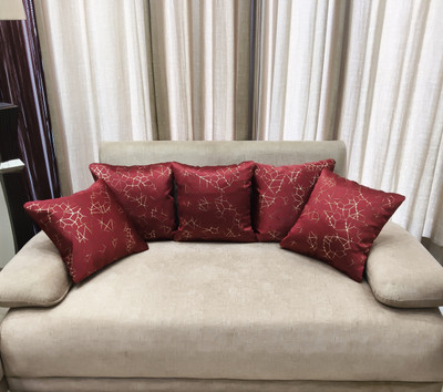 SDYUG Satin Cushions Cover(40 cm*40 cm, Pack of 5, Maroon, Gold)