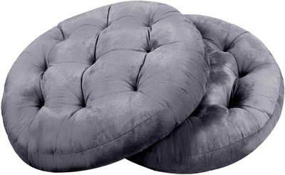 Slatters Be Royal Store Microfibre Solid Floor Cushion Pack of 2(Grey)