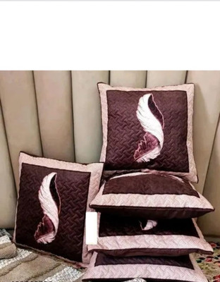 BANAVY Velvet Cushions Cover(40 cm*40 cm, Pack of 5, Brown, Beige)