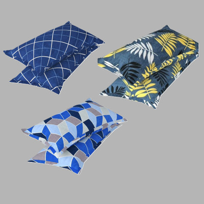 P.Rtrend Cotton Pillows Cover(46 cm*69 cm, Pack of 6, Light Blue, Green, Blue)