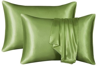 VAYUDUTAM Satin Pillows Cover(Pack of 2, 18 cm*28 cm, Green)