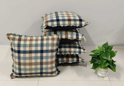 Real Desi Cotton Cushions Cover(40 cm*40 cm, Pack of 5, Silver)