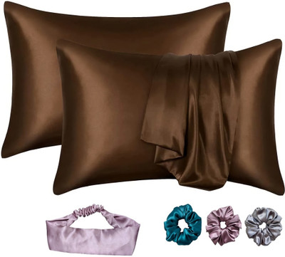 ARMOXA Satin Cushions & Pillows Cover(45.72 cm*71.12 cm, Pack of 2, Brown)