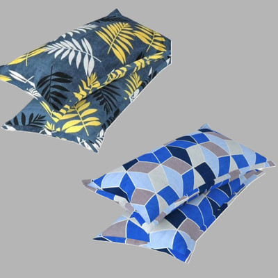 P.Rtrend Cotton Pillows Cover(40 cm*62 cm, Pack of 4, Green, Light Blue)