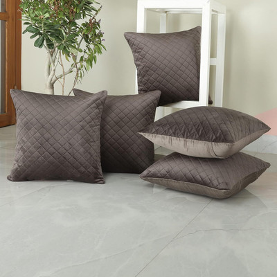 homerz Velvet Cushions Cover(40 cm*40 cm, Pack of 5, Grey)