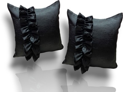 FRILLKART Satin Cushions & Pillows Cover(Pack of 2, 18 cm*18 cm, Black)