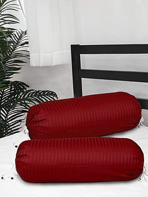 Divine Homes Cotton Bolsters Cover(38 cm*80 cm, Maroon)