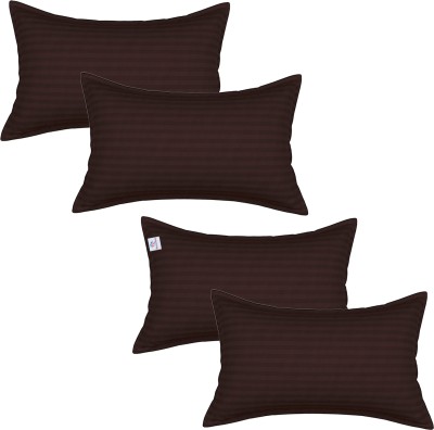 Heart Home Striped Pillows Cover(Pack of 4, 75 cm*48 cm, Brown)
