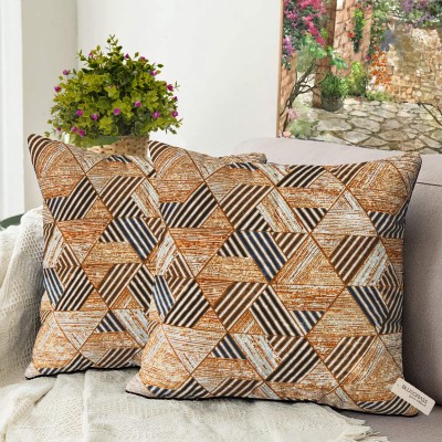 Bluegrass Printed Cushions Cover(Pack of 2, 50 cm*50 cm, Orange)