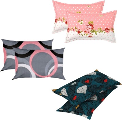 SPREI Cotton Pillows Cover(Pack of 6, 43 cm*69 cm, Pink, Grey, Dark Blue)