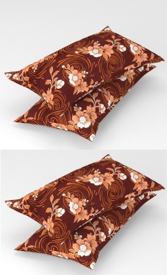 Homefab India Printed Pillows Cover(Pack of 4, 43 cm*67 cm, Brown, Peach)