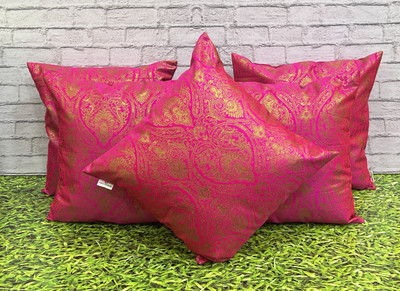 PInK PARROT Cotton Cushions Cover(39 cm*39 cm, Pack of 5, Multicolor)