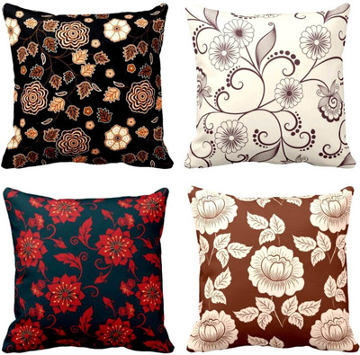 TheYaYaCafe Cotton Cushions Cover(40 cm*40 cm, Pack of 4, Multicolor)
