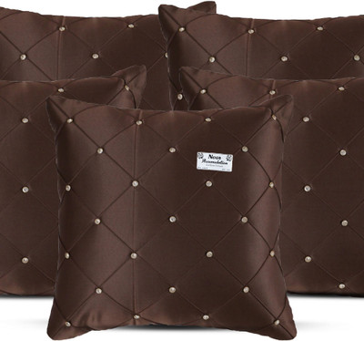 NOOR SHINE Satin Cushions & Pillows Cover(40 cm*40 cm, Pack of 5, Brown)