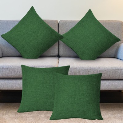 Faburaa Plain Cushions & Pillows Cover(Pack of 4, 45 cm*45 cm, Green)