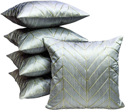 Yks Buzz Silk Cushions Cover(40 cm*40 cm, Pack of 5, Grey)