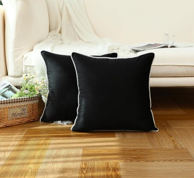 AMITRA Plain Cushions Cover(Pack of 2, 45 cm*45 cm, Black)