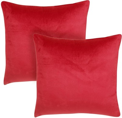 KNOTTING HOME Velvet Cushions Cover(Pack of 2, 55 cm*55 cm, Red)