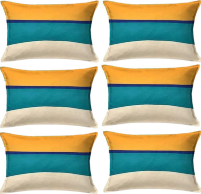 SUKHBERI Cotton Pillows Cover(43 cm*63 cm, Pack of 6, Yellow, Green)
