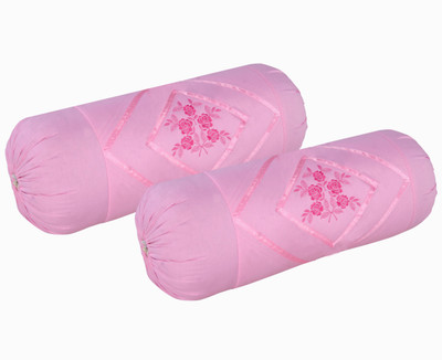 TURIYA Cotton Bolsters Cover(80 cm*38 cm, Pack of 2, Pink)
