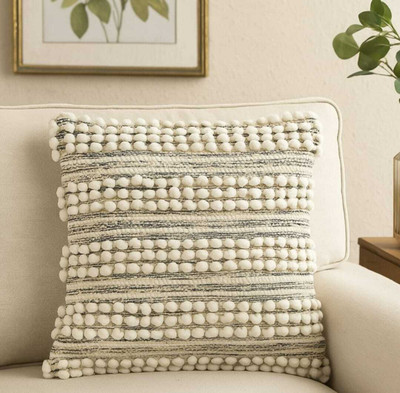 INESA Cotton Cushions & Pillows Cover(40 cm*40 cm, Beige, Black)