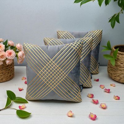Zikrak Velvet Cushions Cover(40 cm*40 cm, Pack of 3, Grey)