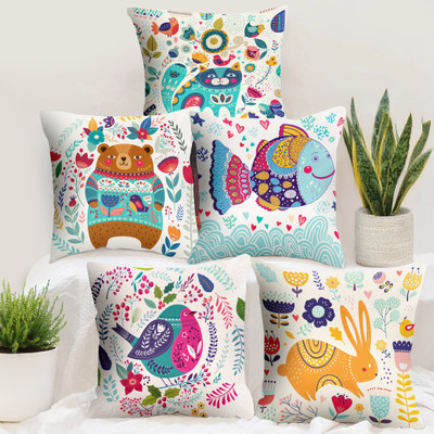 Story@home Polyester Cushions Cover  (Pack Of 5, 40 Cm*40 Cm, Multicolor) For Rs. 299 @ 75 %
