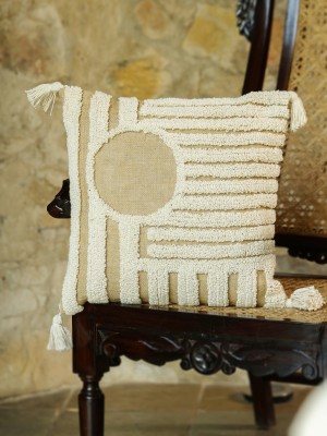 Sanskrutihomes Embroidered Cushions Cover(45.72 cm*45.72 cm, White)