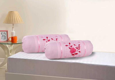 TURIYA Cotton Bolsters Cover(80 cm*38 cm, Pack of 2, Pink)